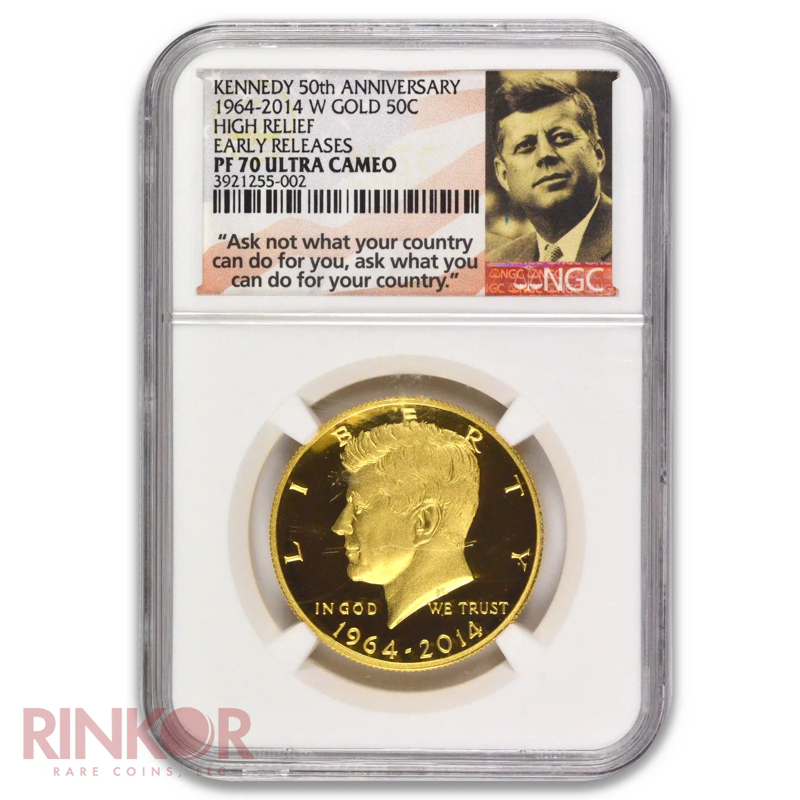 2014-W 3/4oz Gold Kennedy Half Dollar 50th Anniversary Early Releases NGC PF 70
