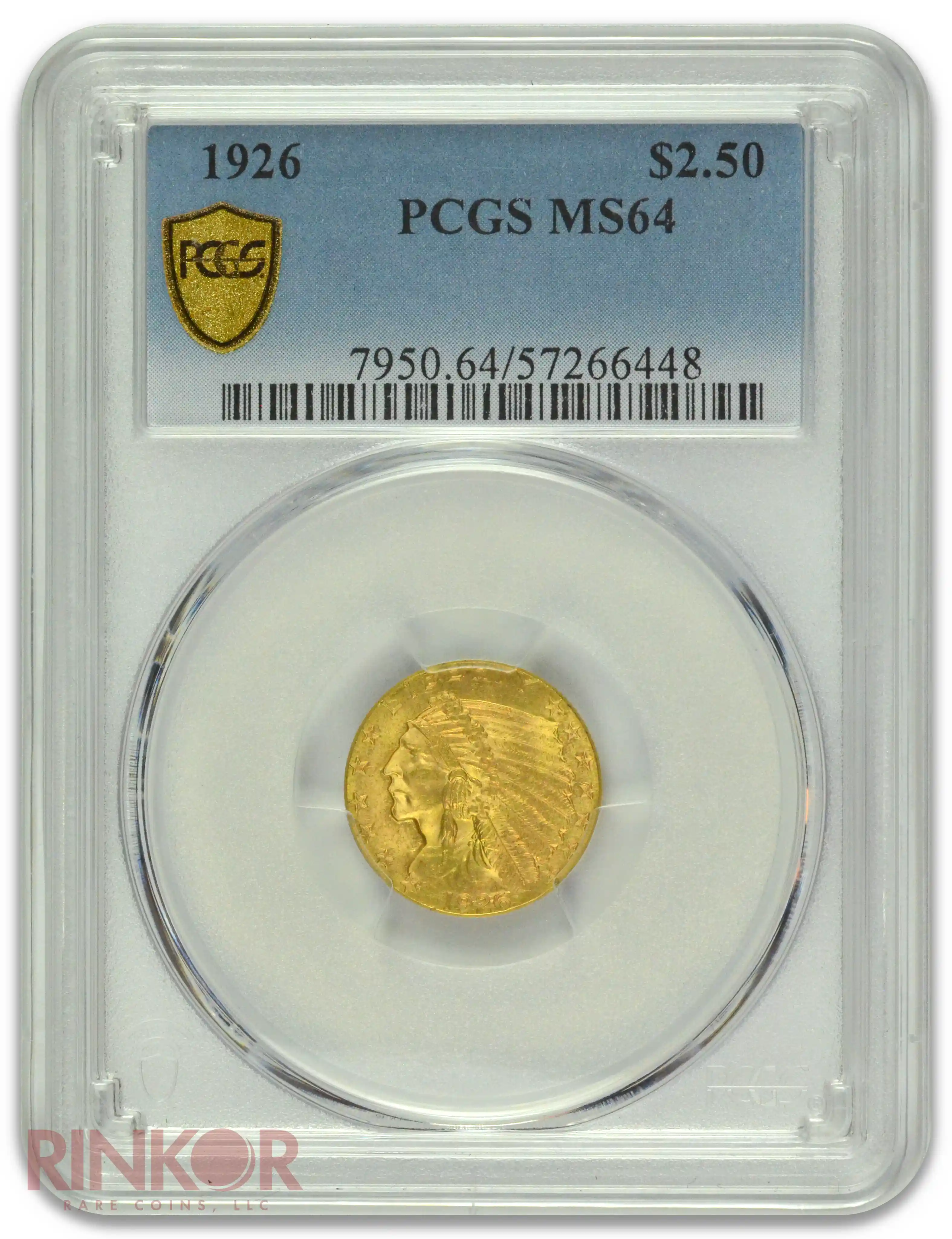 1926 Indian Head $2.50 PCGS MS 64