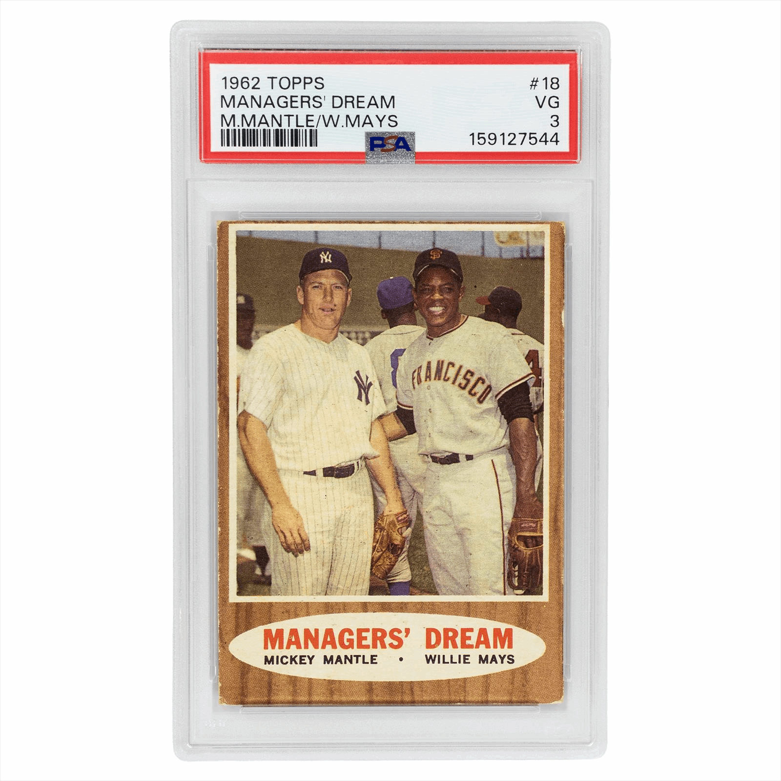 1962 Topps Managers Dream M.Mantle/W.Mays #18 PSA VG 3 Cert #159127544