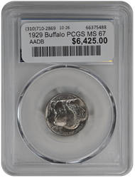 1929 Buffalo PCGS MS 67