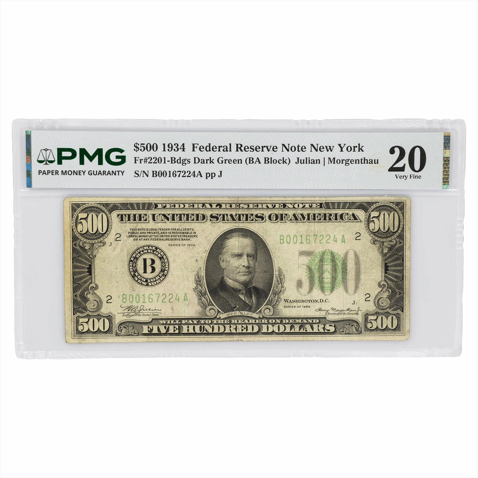 $500 1934 Federal Reserve Note New York PMG VF20 