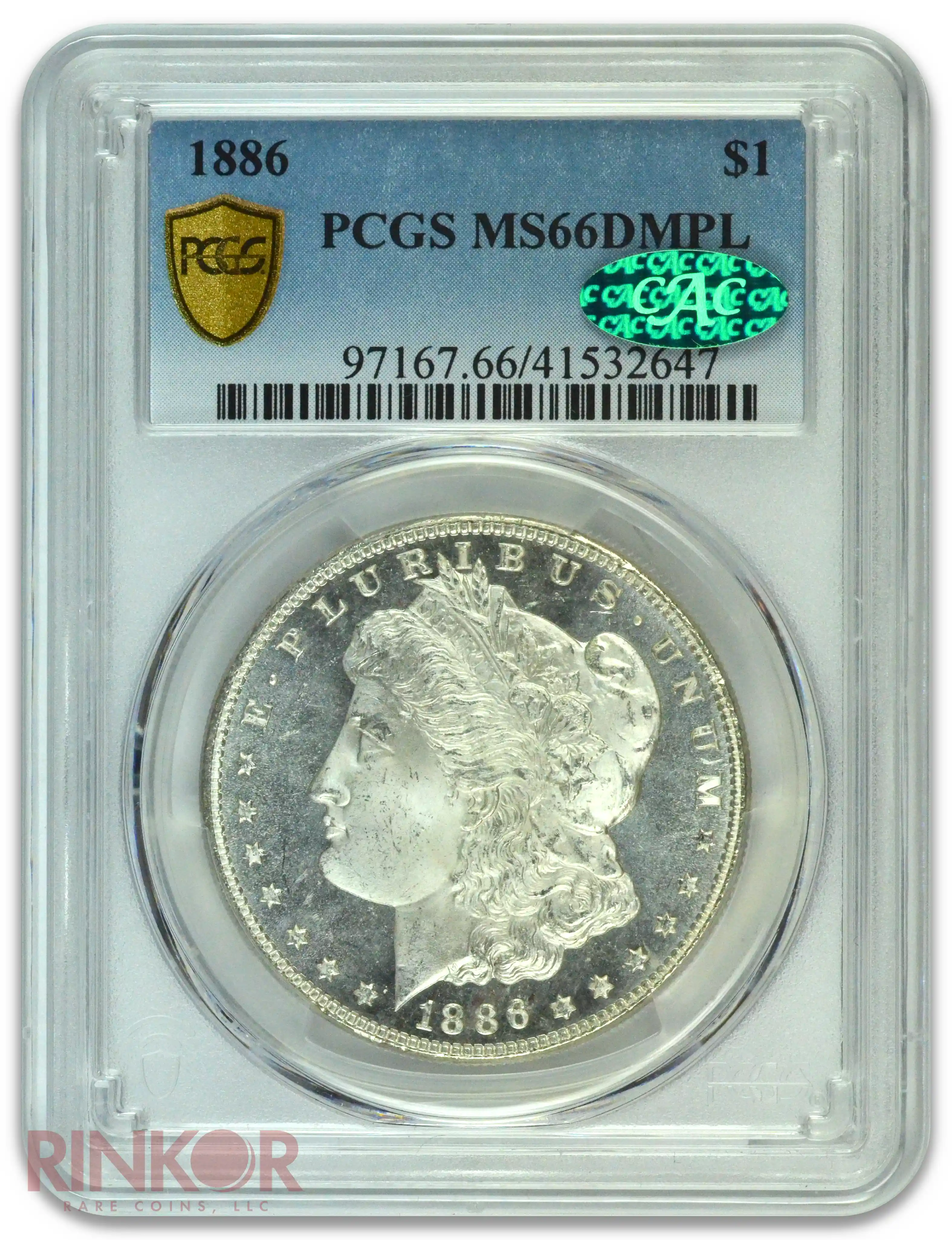 1886 $1 Morgan Dollar PCGS MS 66 DMPL CAC