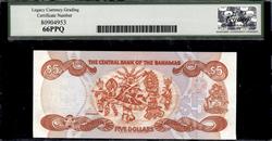 Bahamas Central Bank 5 Dollars L. 1974 1984 Gem New 66PPQ 