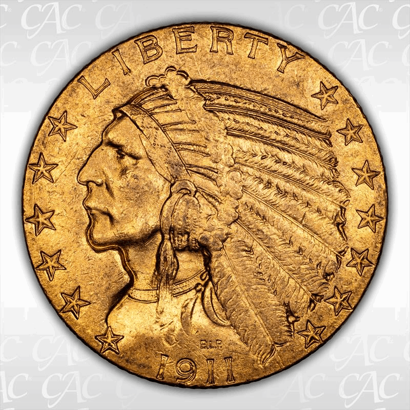 1911-S $5 CACG MS 62
