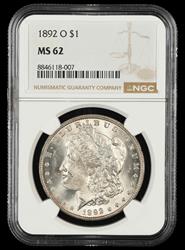 1892 O $1 NGC MS 62