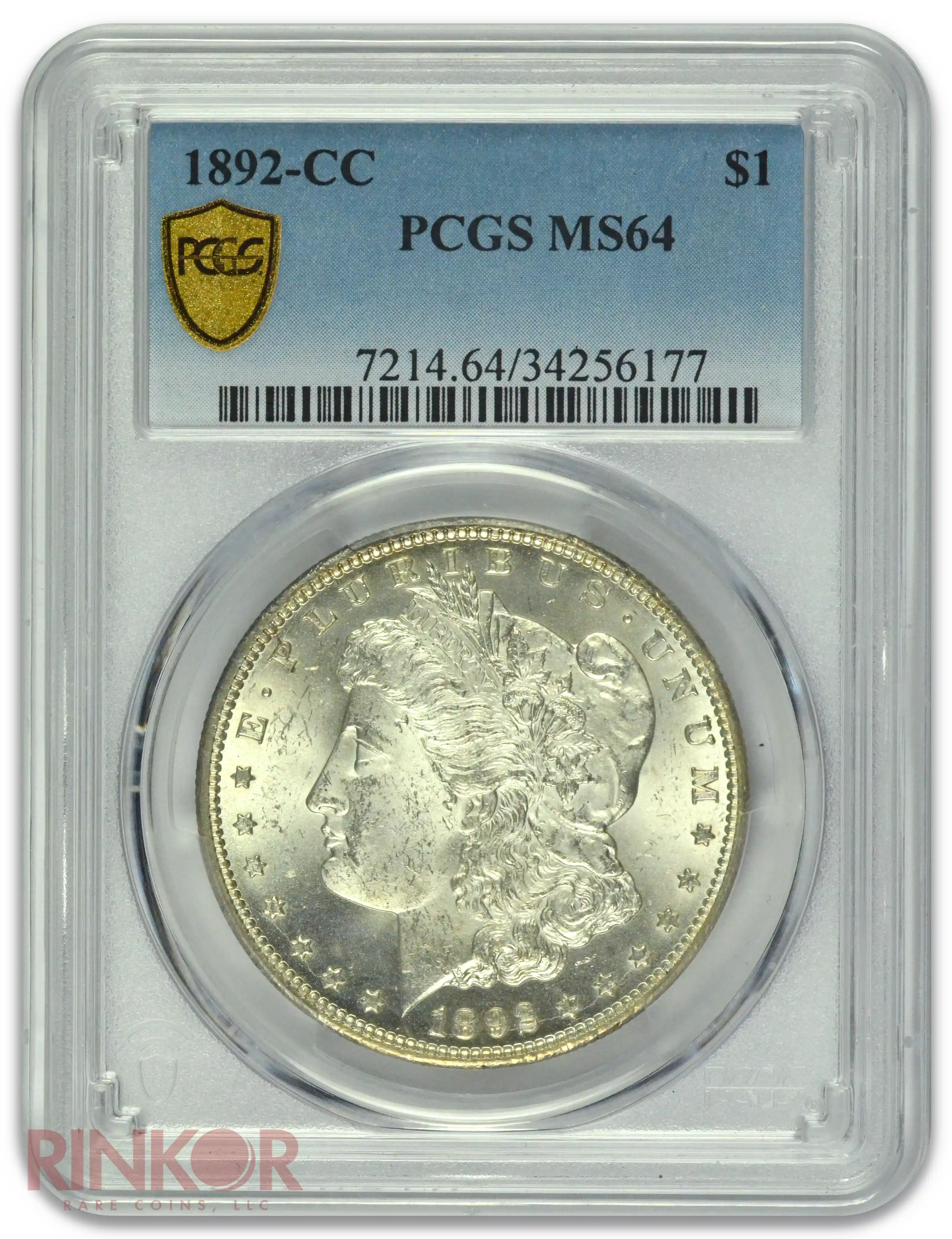 1892-CC $1 Morgan Dollar PCGS MS 64