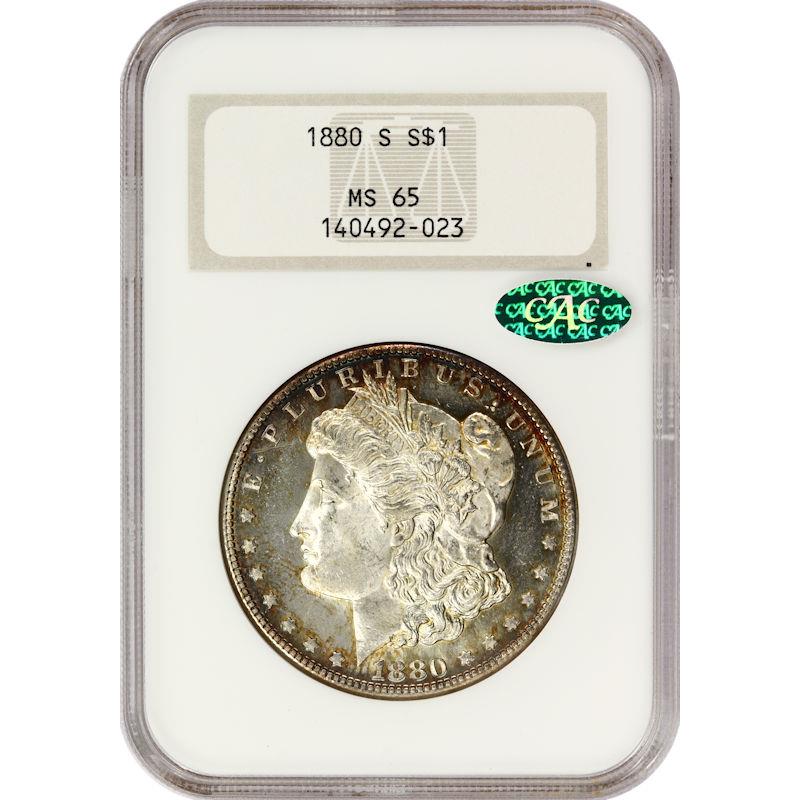 1880-S Morgan Silver Dollar $1, NGC  MS-65 CAC - Old NGC Holder