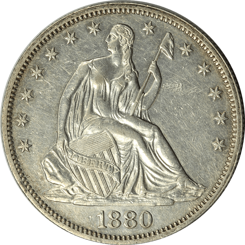 1880 Seated Liberty Half Dollar, Uncertified, About Uncirculated - Low Mintage