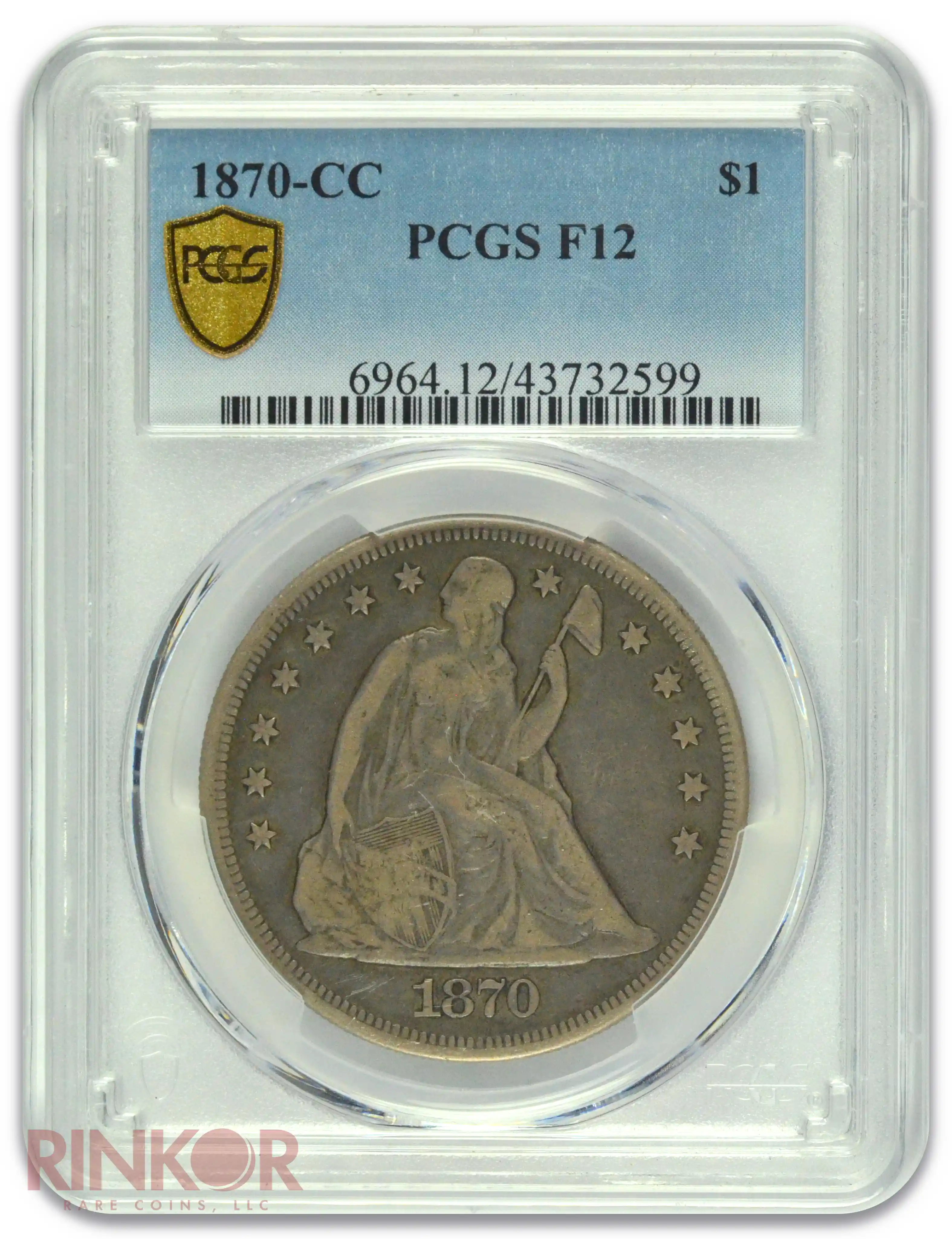 1870-CC $1 Seated Dollar PCGS F-12