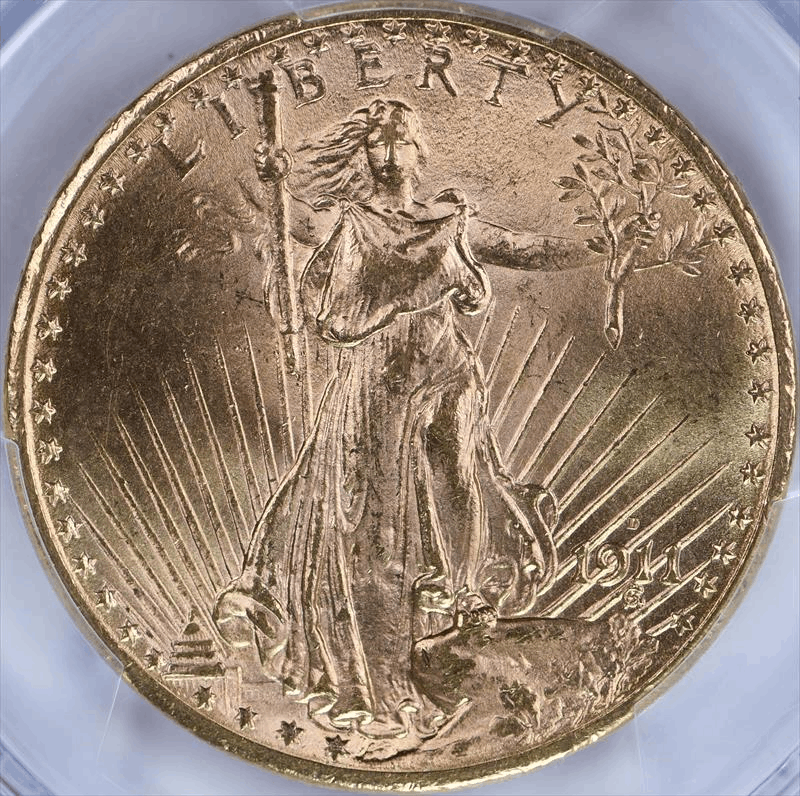 1911-D $20 PCGS MS 64+ CAC