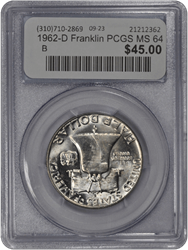 1962-D Franklin PCGS MS 64