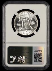 1958 P T2 Reverse Franklin Half Dollar Bill Fivaz Signature Label NGC  MS 64