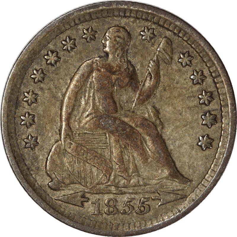 1855 with Arrows Liberty Seated Half Dime H10c, Circulated, Very Fine