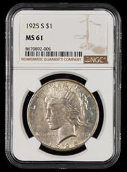 1925 S $1 NGC MS 61