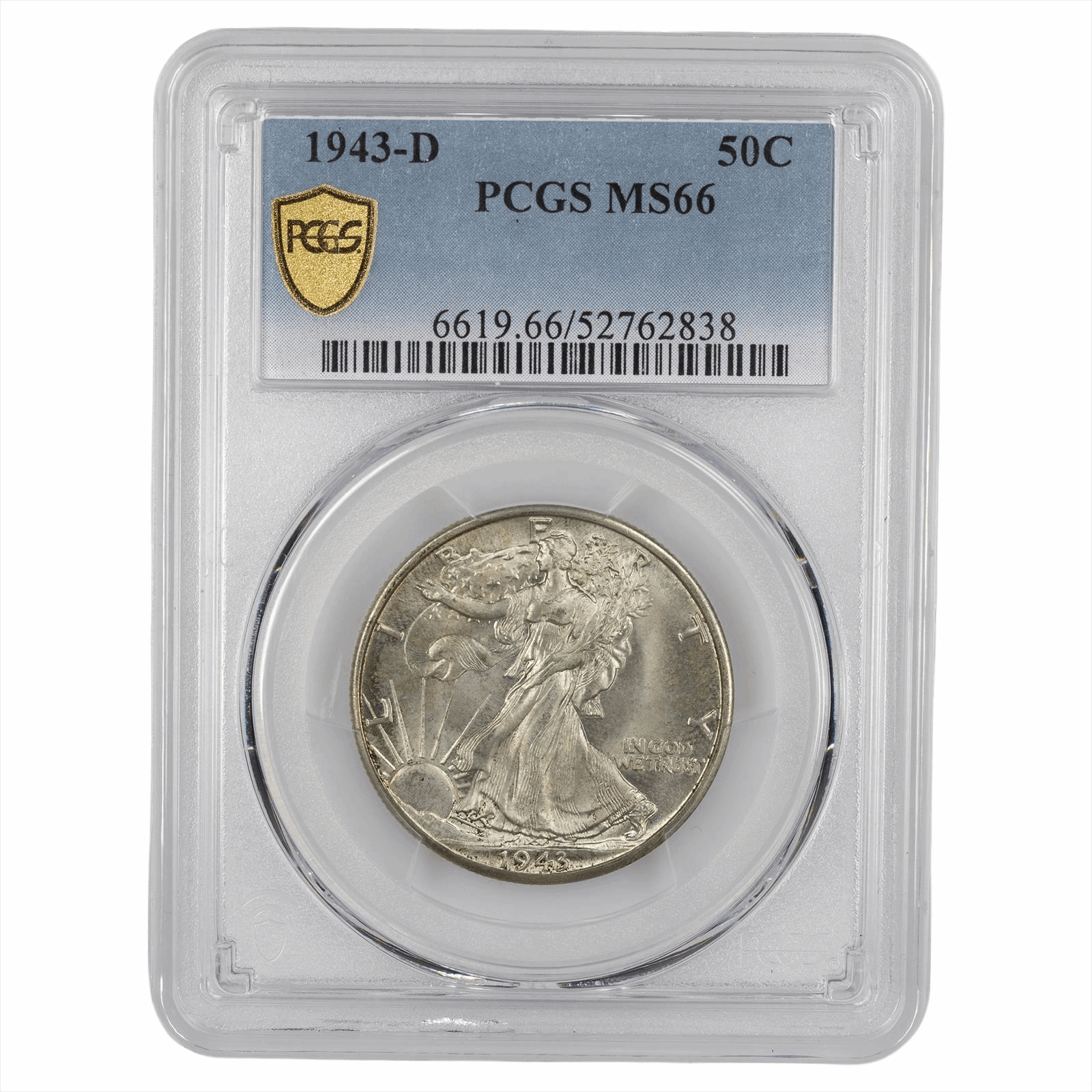 1943-D Walking Liberty Half Dollar 50C PCGS MS 66