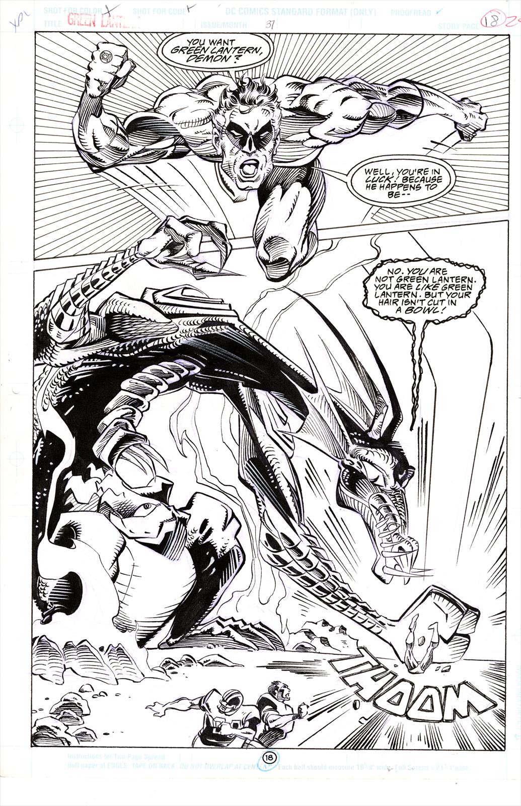 Green Lantern #37, Page 18 Artist:  Mark Badger (Penciller) ,  Romeo Tanghal (Inker) Media Type: Pen and Ink Art Type: Interior Page 
