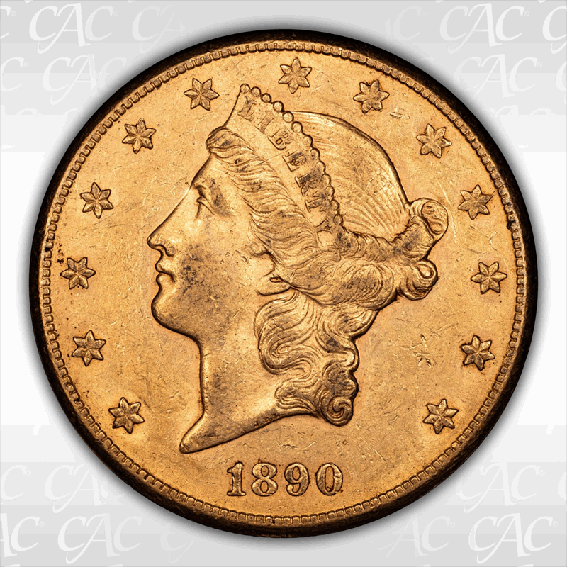 1890-CC $20 CACG AU-55