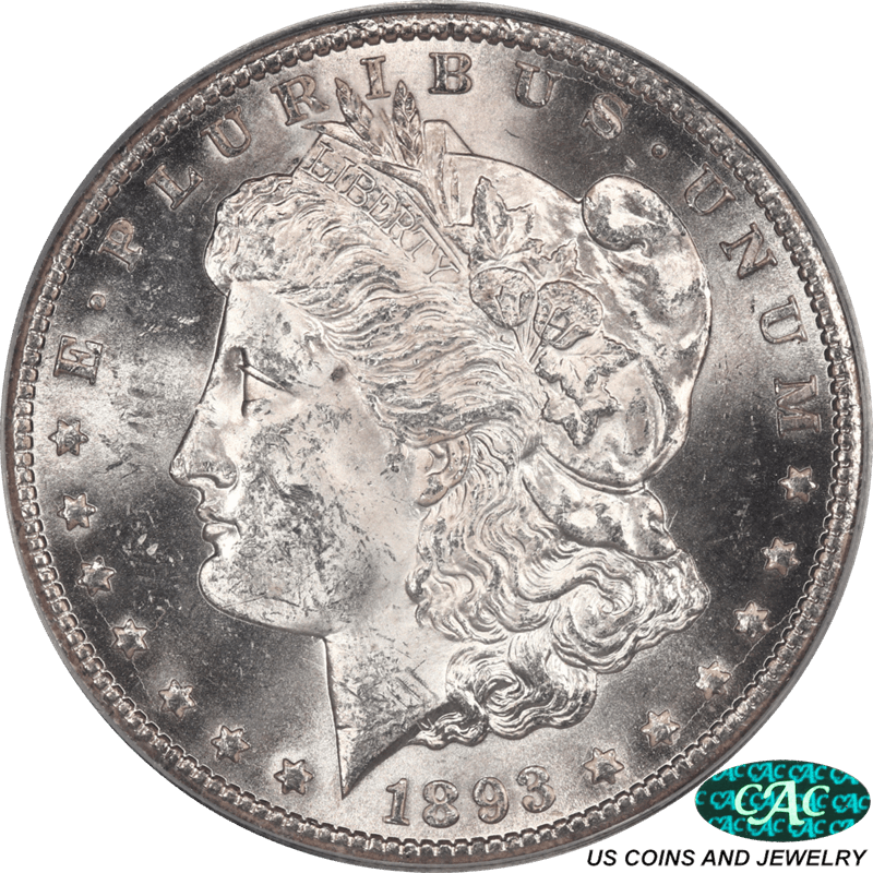 1893-CC Morgan Silver Dollar PCGS,  MS62 CAC - Nice White Coin