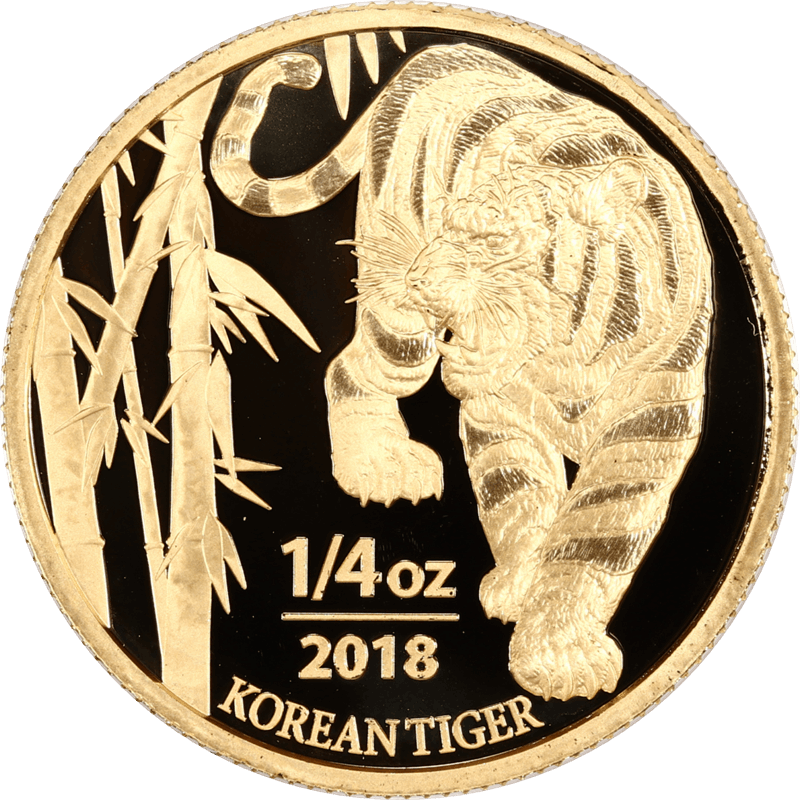2018 1/4oz 999.9 Fine Gold Korean Tiger -Display Box and COA- 