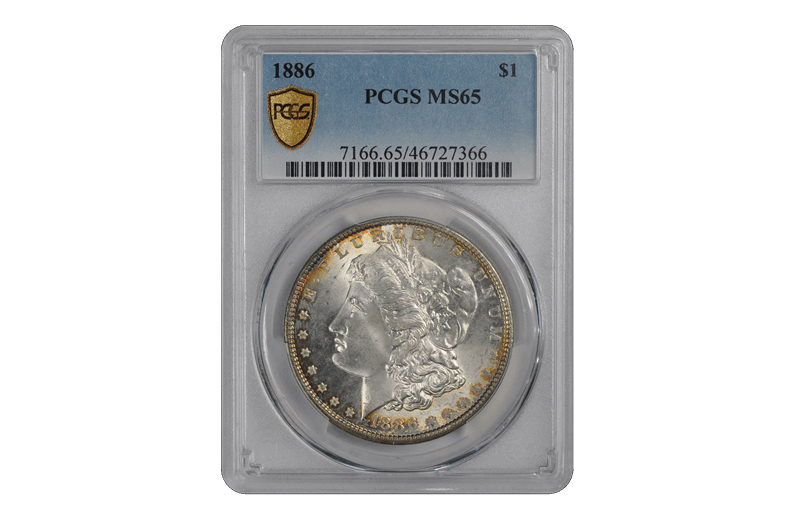 1886 $1 Morgan Dollar PCGS  #3601-14 MS65