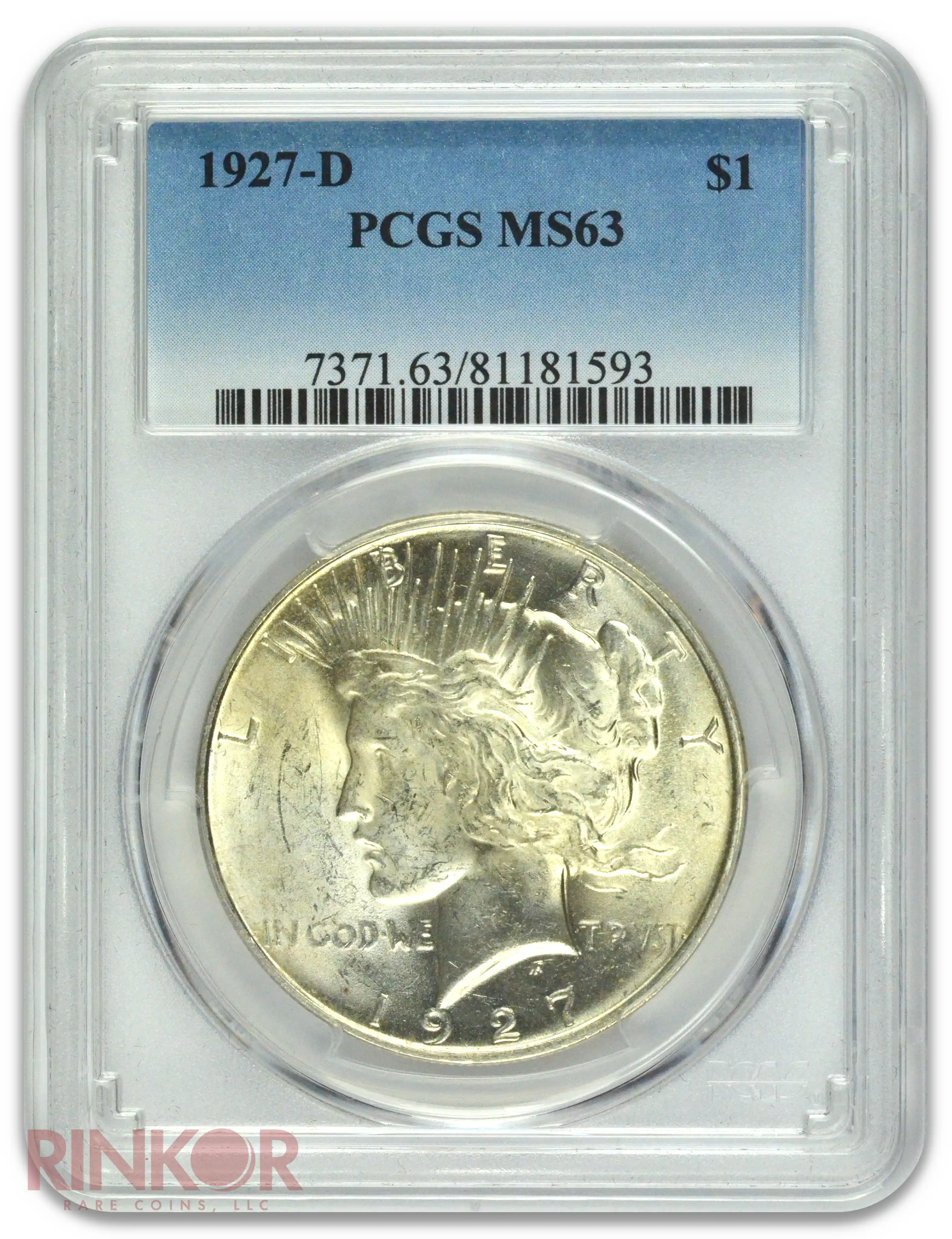 1927-D $1 Peace Dollar PCGS MS 63
