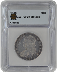 1818 ICG Capped Bust Half Dollar VF 25