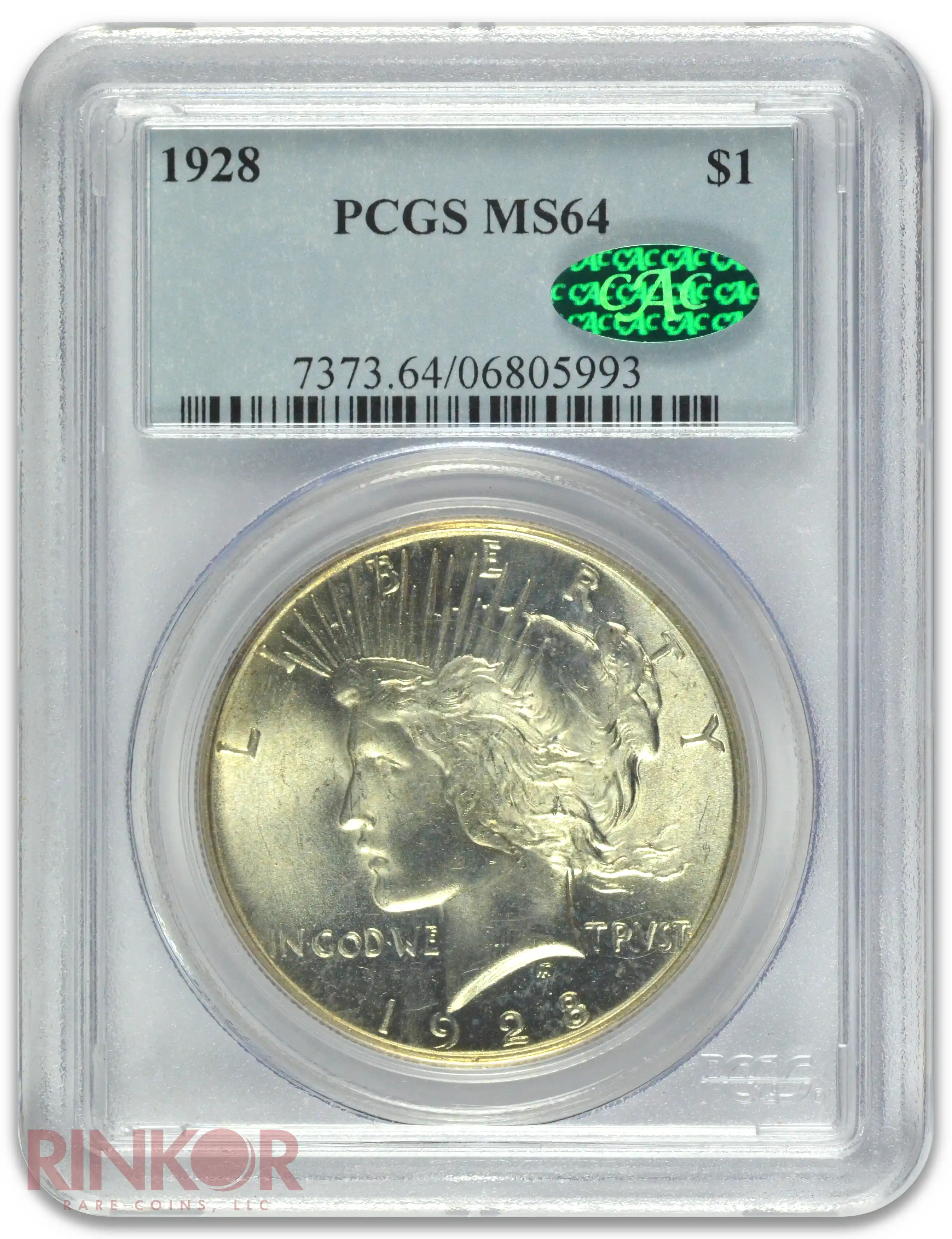 1928 $1 PCGS MS 64 CAC