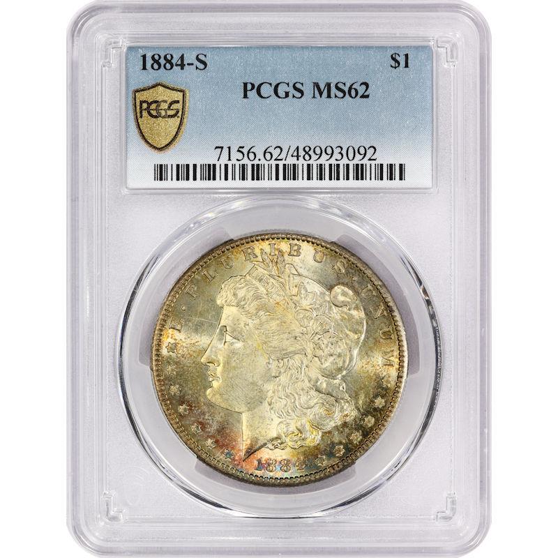 1884-S Morgan Silver Dollar $1 PCGS MS 62 - Scare in MS Grades