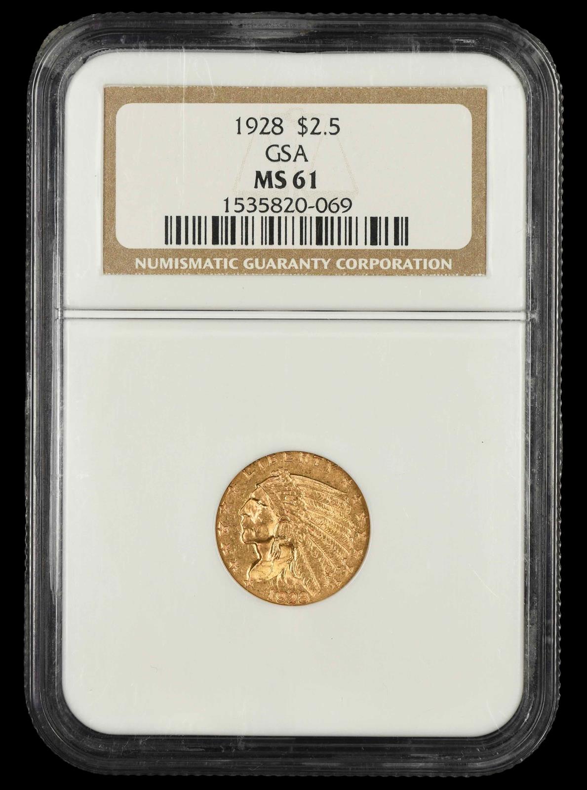 1928 $2.5 Gold GSA NGC MS 61