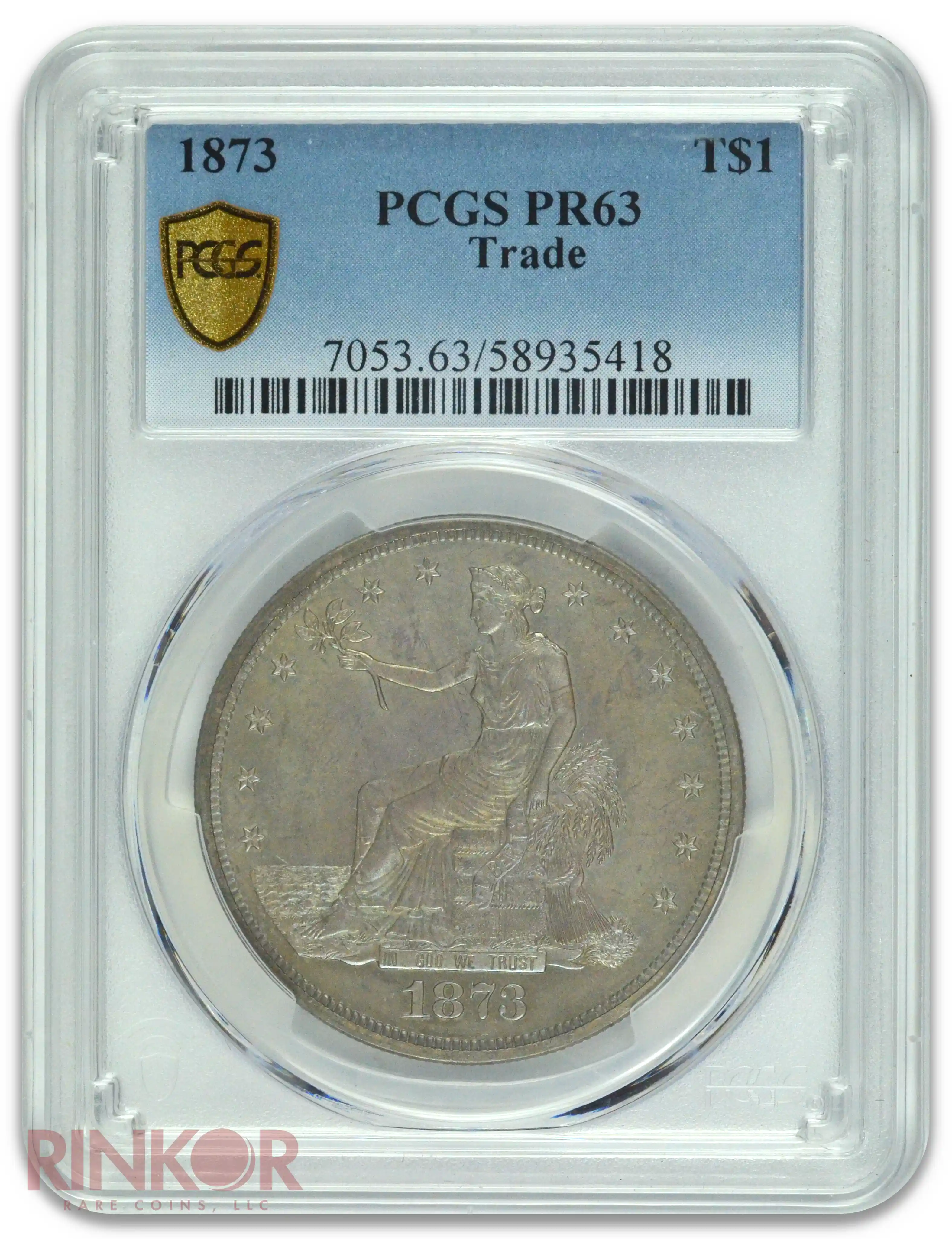 1873 $1 Trade Dollar PCGS PR 63
