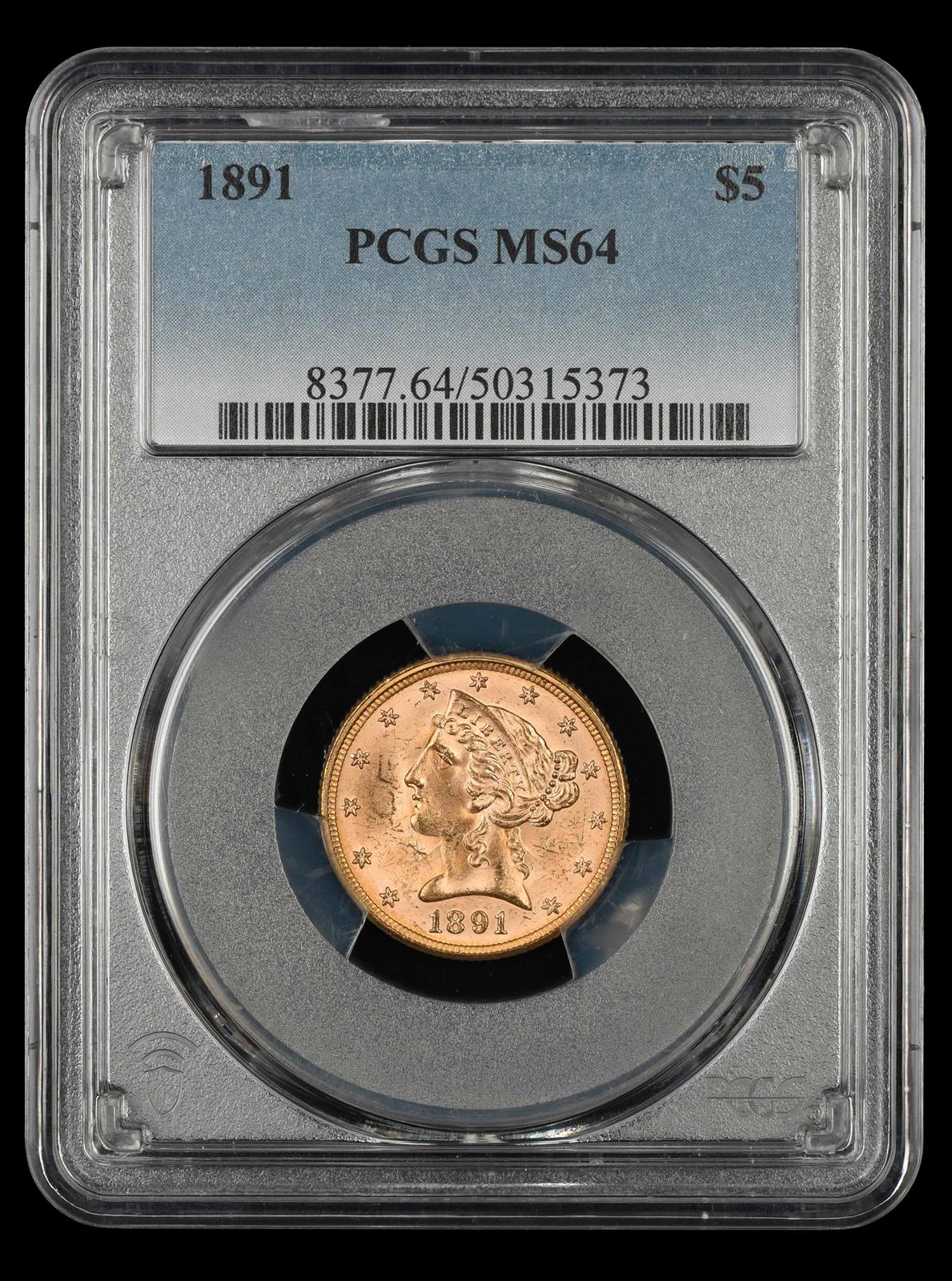 1891 $5 Gold PCGS MS 64