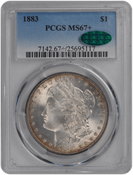 1883 $1 Morgan Dollar PCGS  (CAC)  MS67+