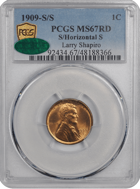 1909-S/S  S/Horizontal S Lincoln PCGS (CAC) RD 67