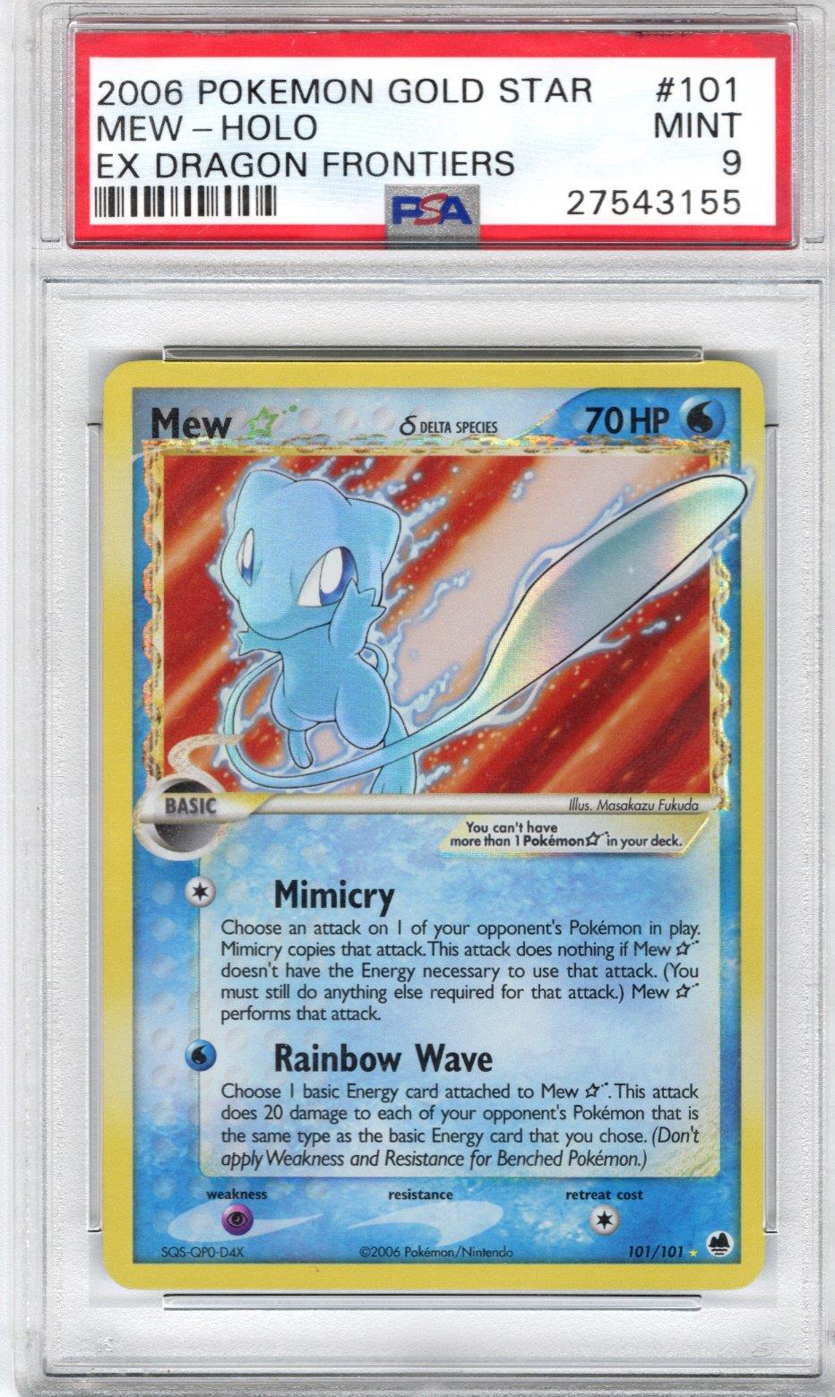 2006 Pokemon Gold Star Ex Dragon Frontiers Mew Holo PSA MINT 9 