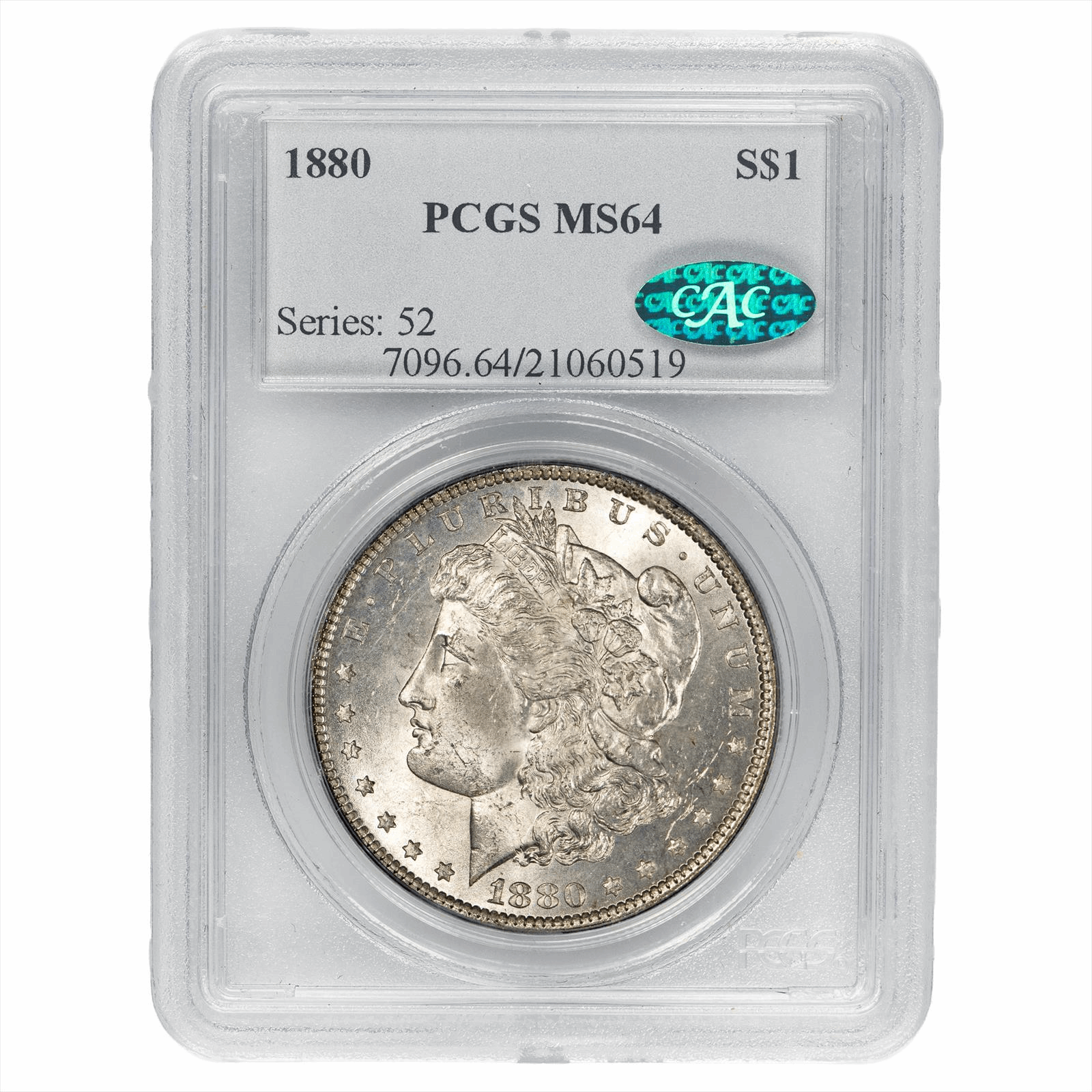 1880 Morgan Silver Dollar $1 PCGS MS 64 CAC