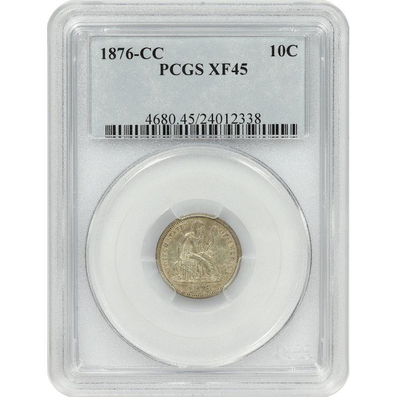 1876-CC Seated Liberty Dime 10C PCGS XF45 Carson City Mint Coin