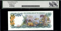 Bahamas Central Bank 1 Dollar L. 1974 Superb Gem New 67PPQ 