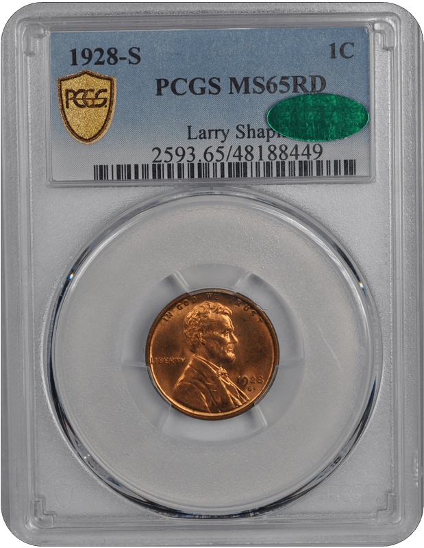 1928-S Lincoln PCGS (CAC) RD 65 