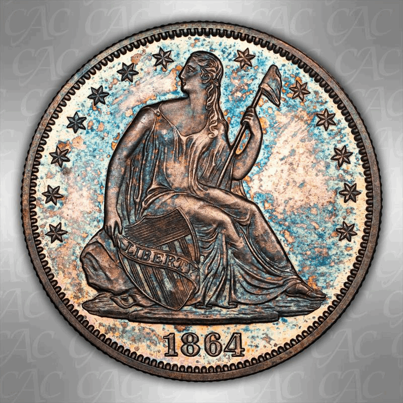 1864 50C CACG PR 65