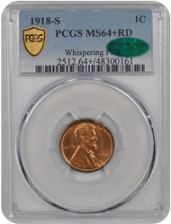 1918-S Lincoln PCGS CAC RD 64+