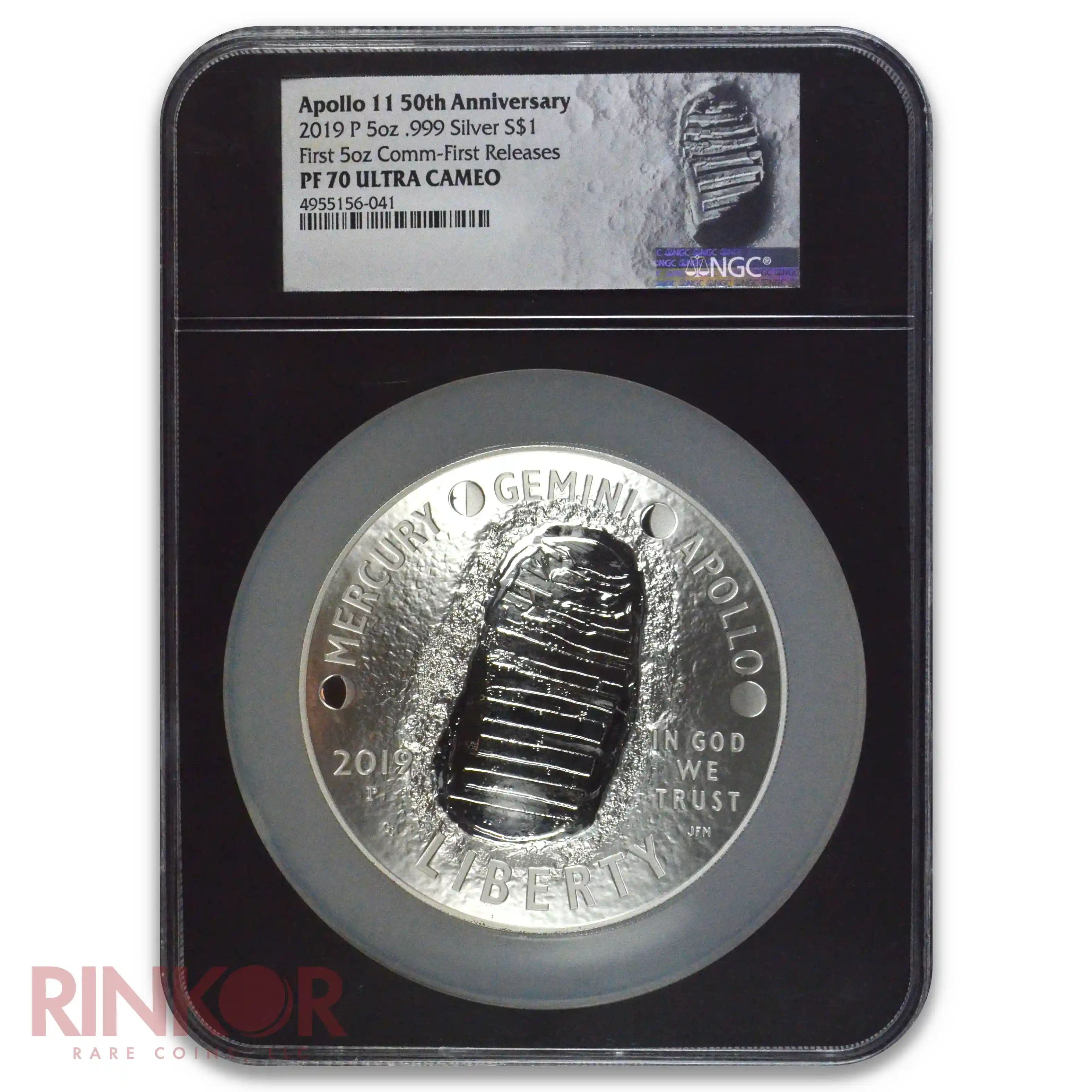 2019-P Apollo 11 50th Anniversary $1 5oz Silver First Releases Black Core NGC PF 70