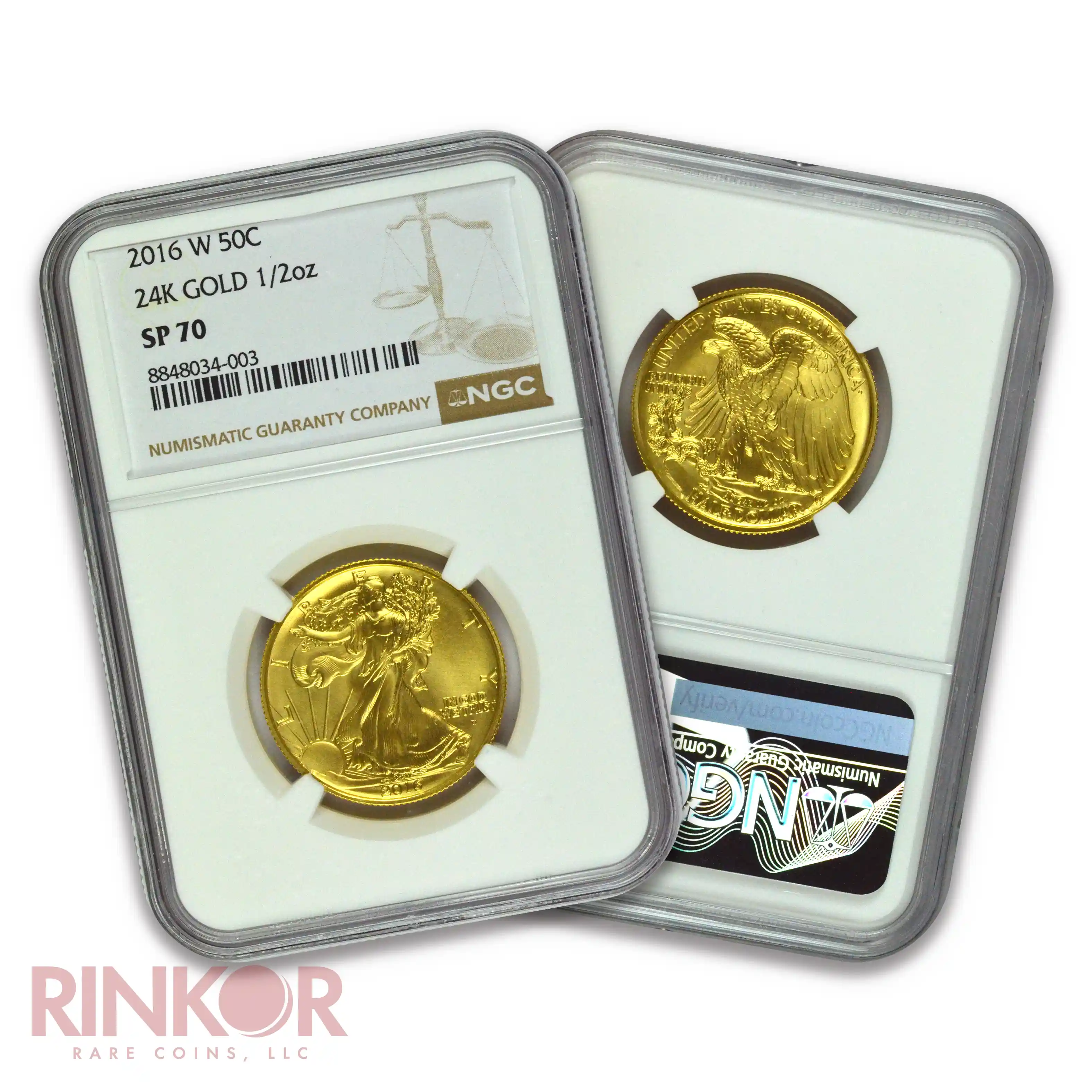 2016-W Gold 1/2oz Walking Liberty Half Dollar 100th Anniversary Brown Label NGC SP 70