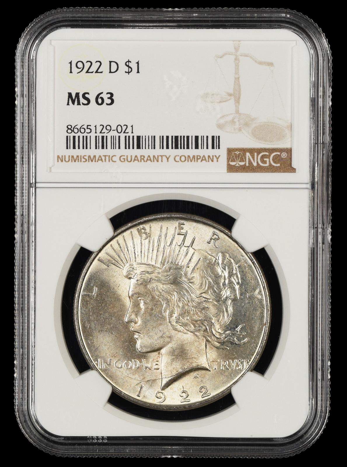 1922 D $1 NGC MS 63