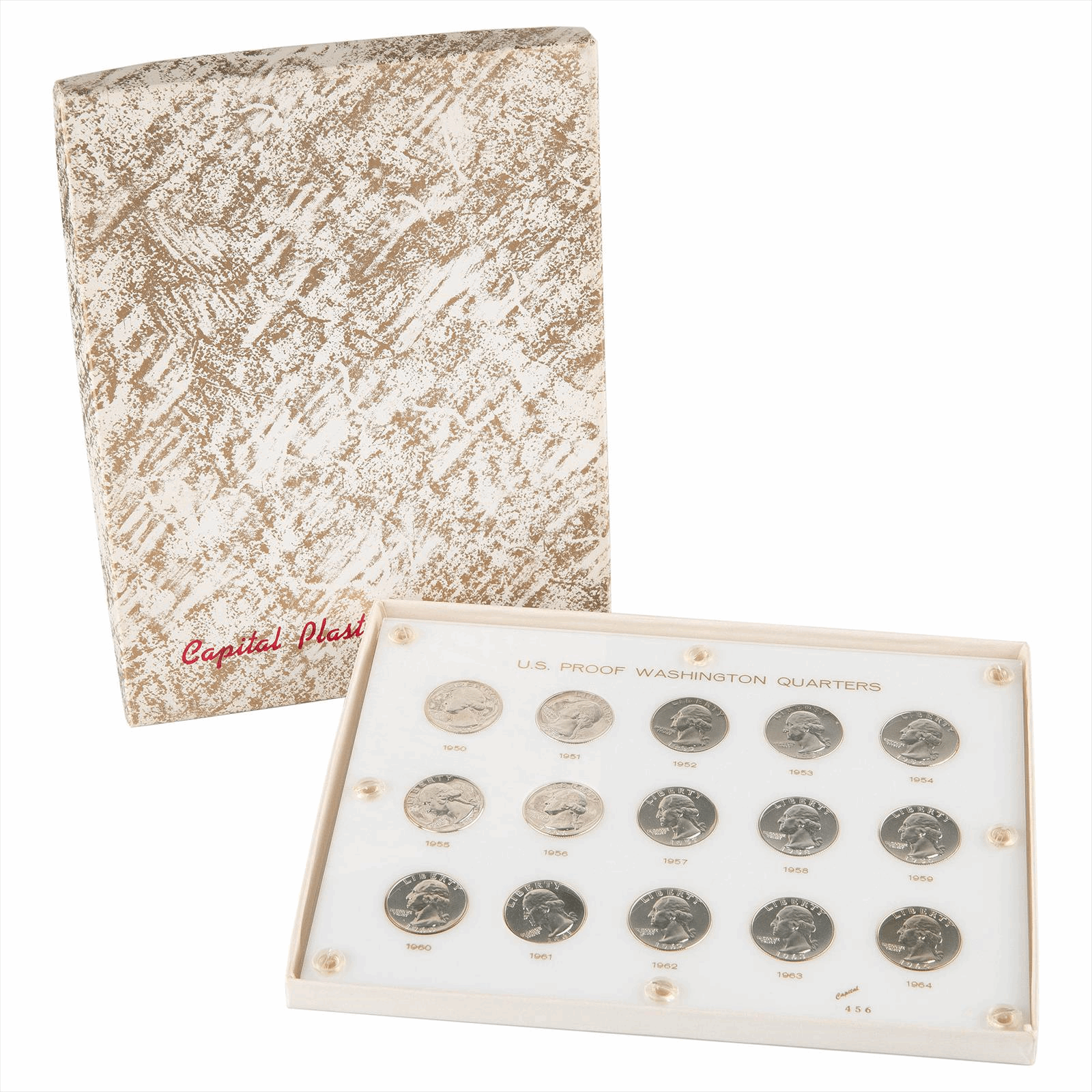1950-1964 US Proof Washington Quarter 25C Capital Plastics Set 
