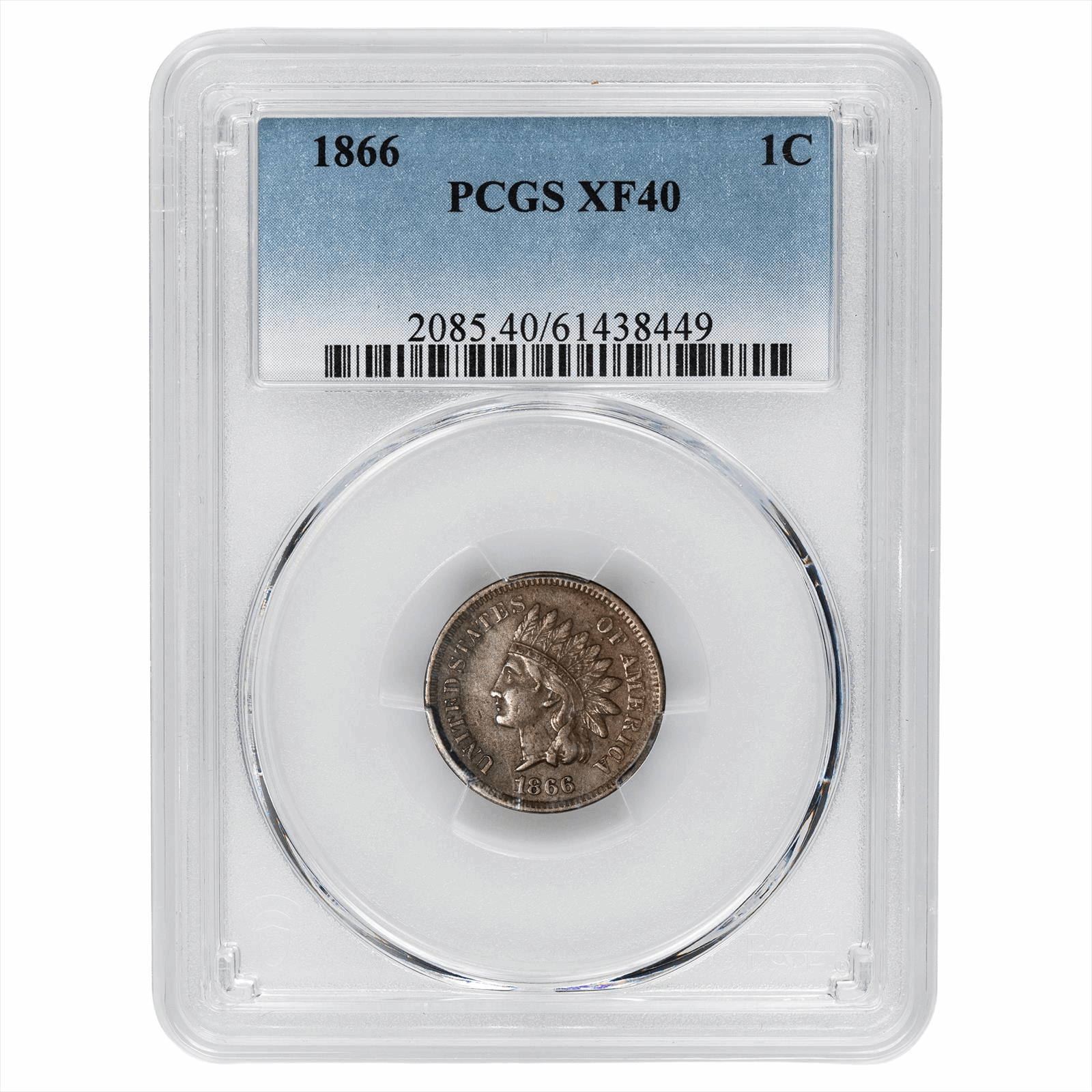 1866 Indian Head Cent 1C PCGS XF 40 BN