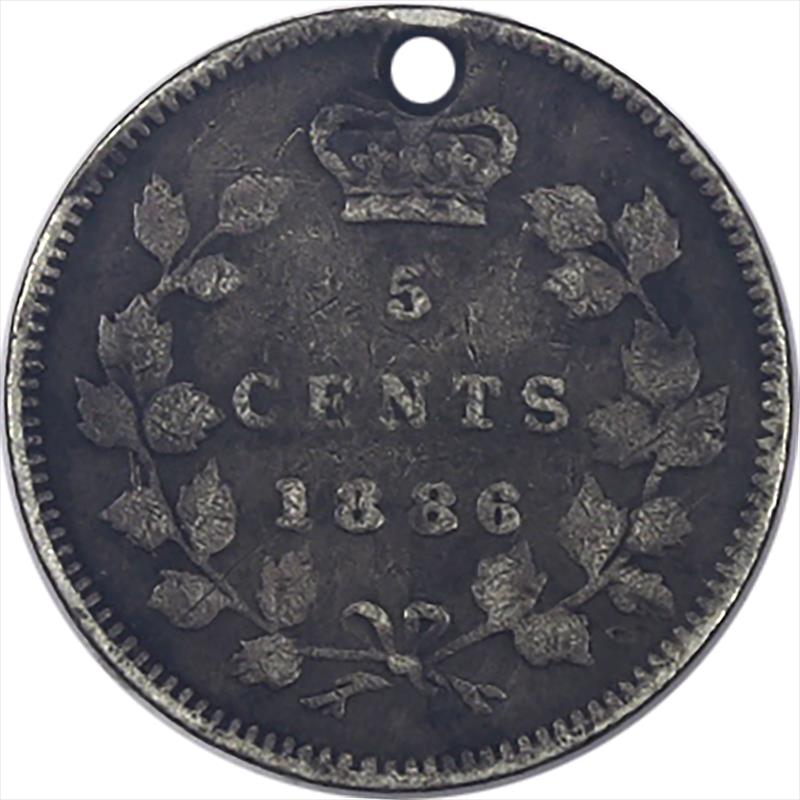 Love Token on an 1886 Canadian Silver Half Dime Engraved May 1, 1894 "W"