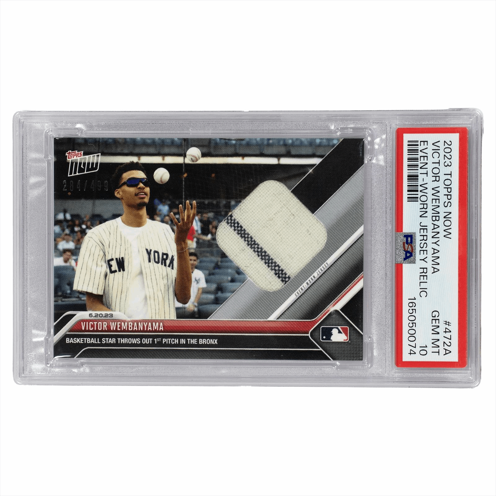 2023 Topps Now Victor Wembanyama Event-Worn Jerset Relic #472A PSA GEM MT 10