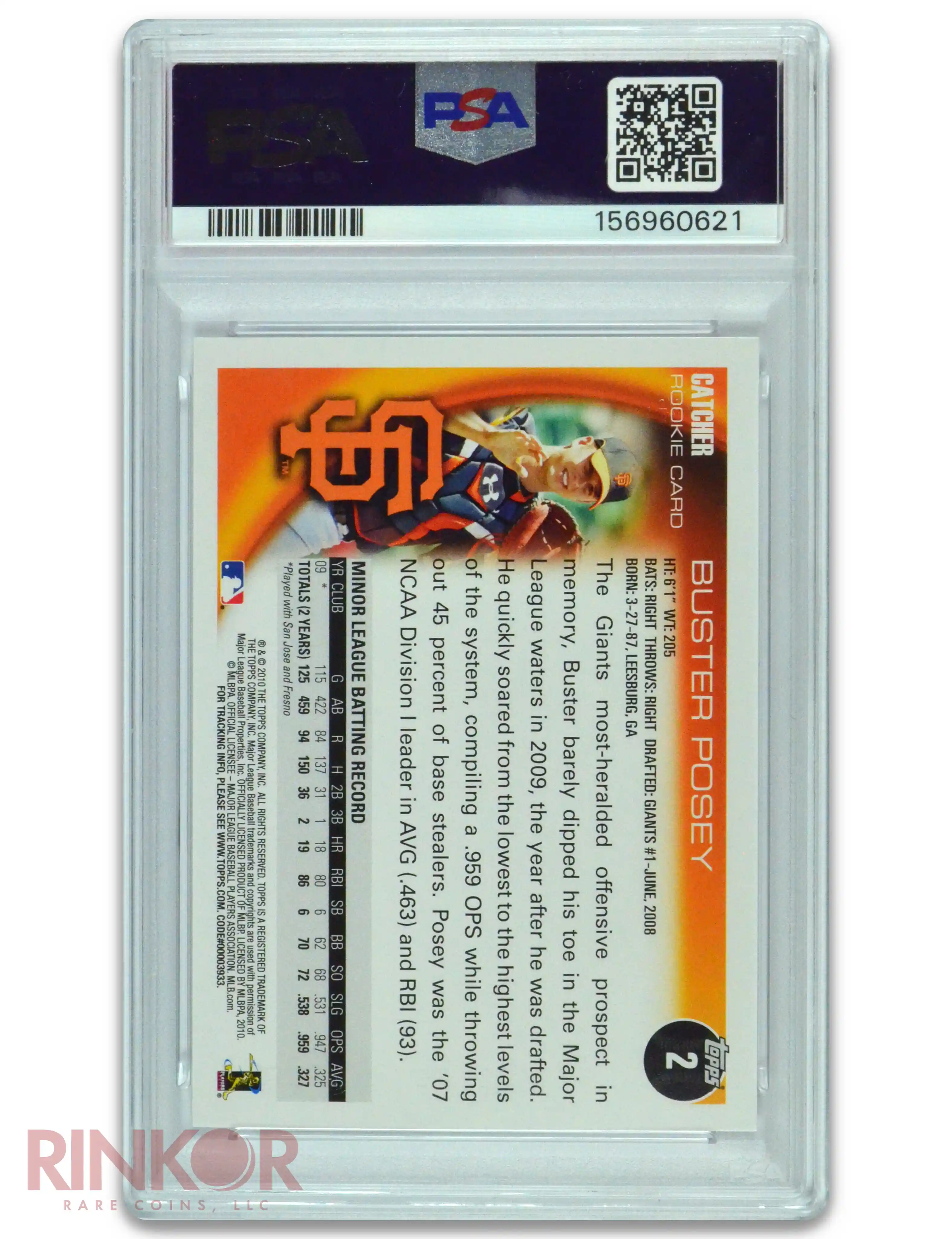2010 Topps Buster Posey #2 PSA GEM MT 10