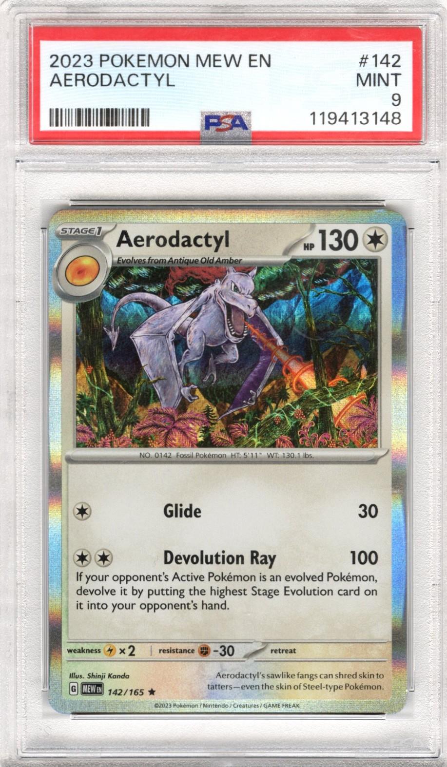 2023 Pokemon Mew En Aerodactyl #142 PSA Mint 9 
