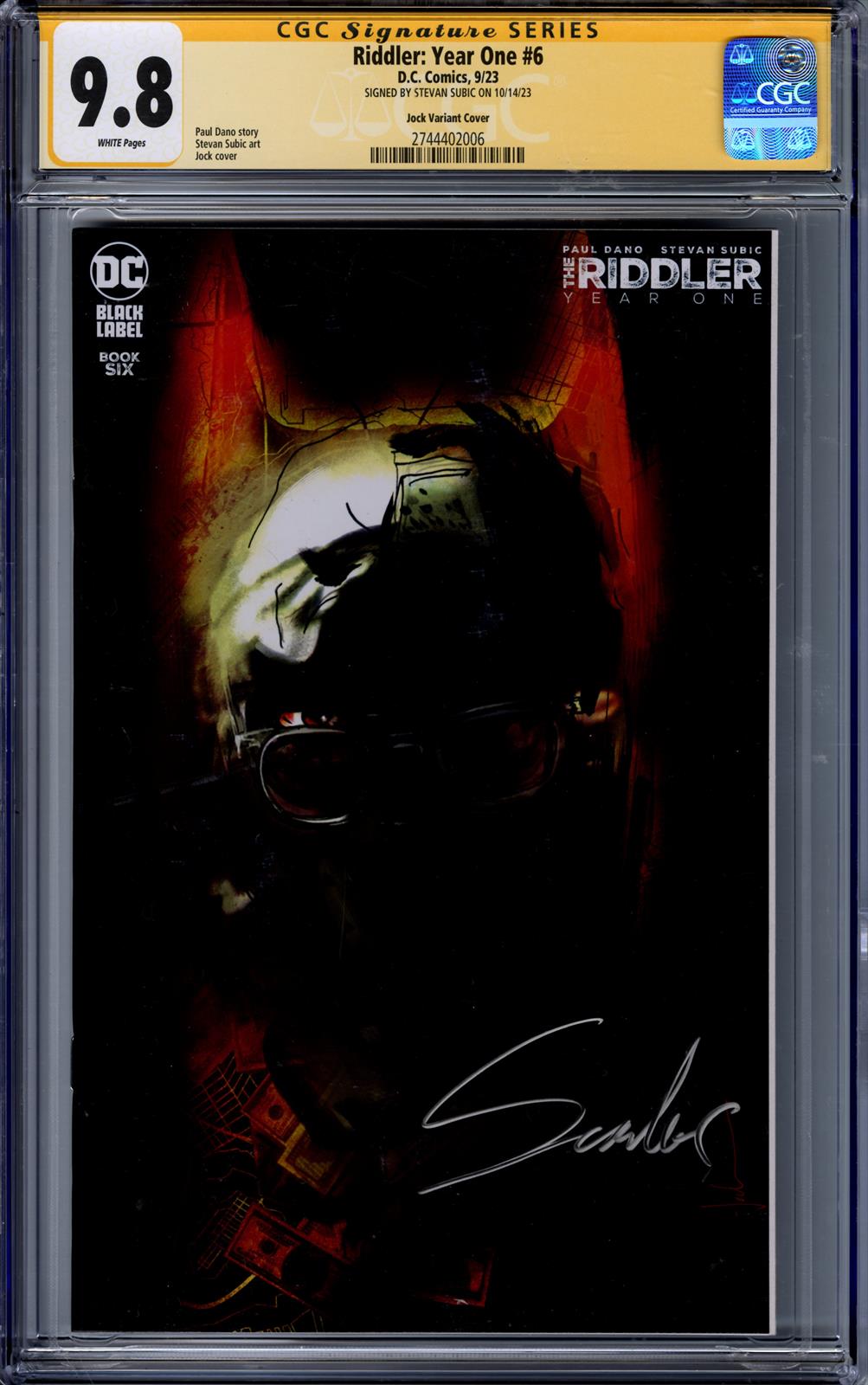 Riddler: Year One #6 CGC Signature Series 9.8 (D.C., 2023) Signed by Stevan Subic 